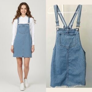 Bluenotes Oversized Slouchy Light Washed Relaxed Fit Casual Overall Denim Dress.